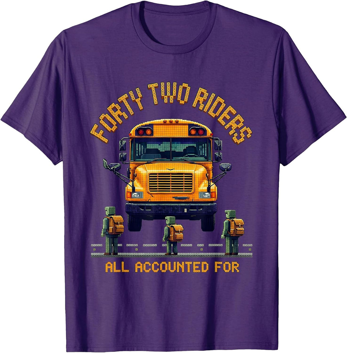 Forty Two Riders, All Accounted For Cross Stitch Sampler T-Shirt - Purple