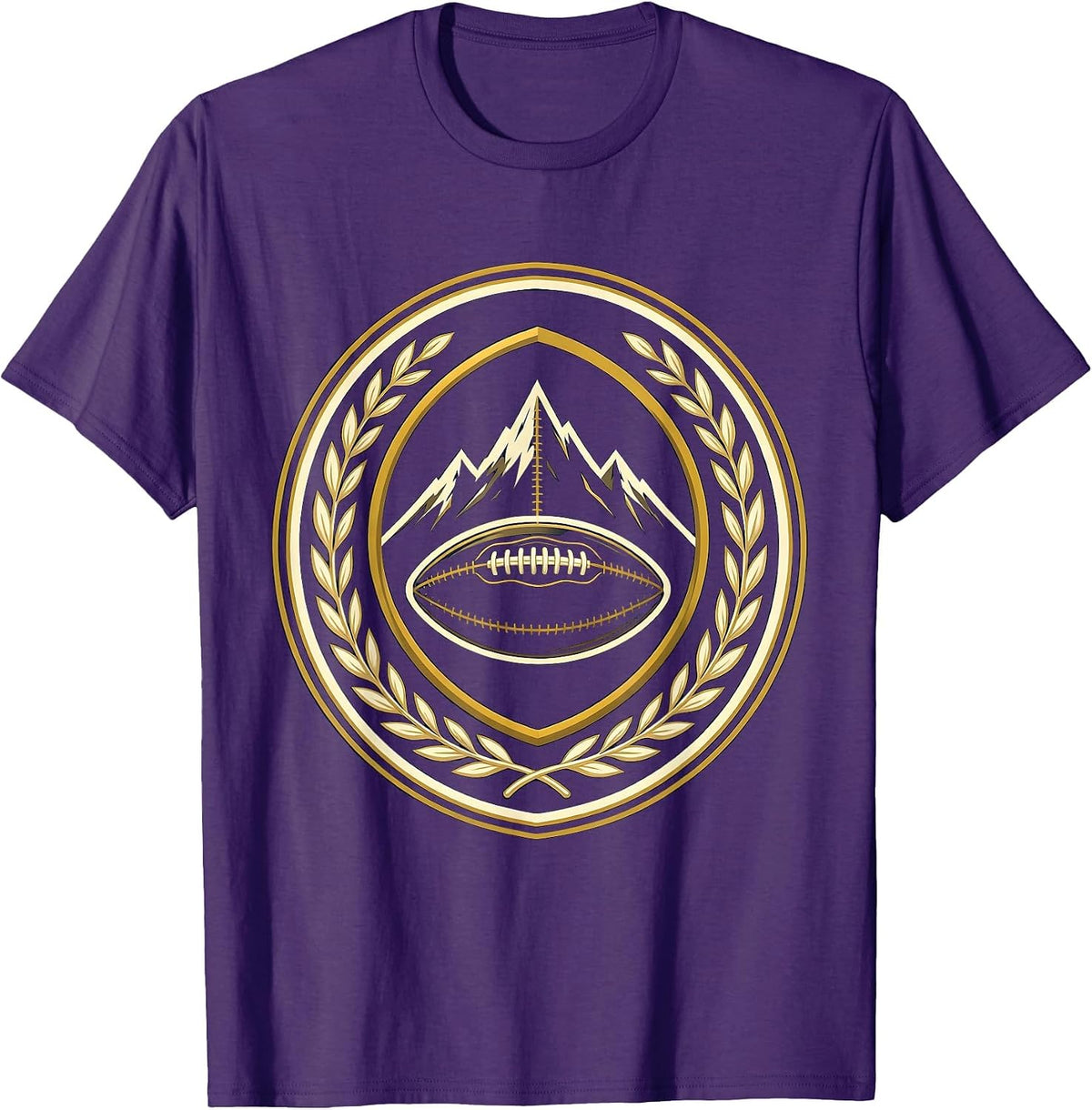 Men's Rugby Ball Mountain Peak Graphic Design T-Shirt - Purple
