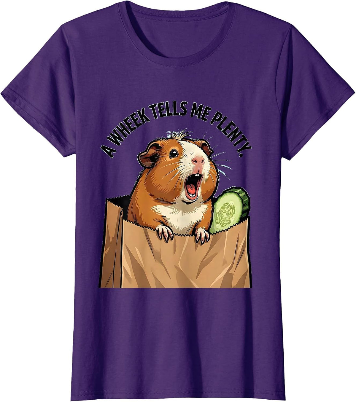 Women's A Wheek Tells Me Plenty Funny Guinea Pig Pet Lover Humor T-Shirt - Purple