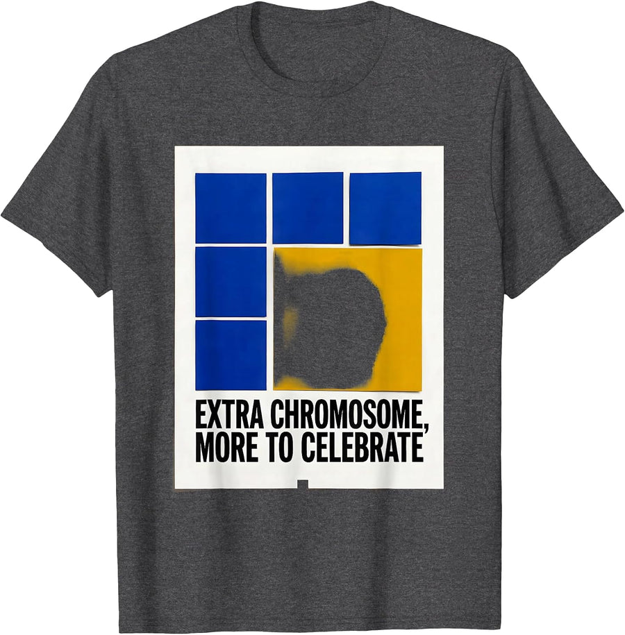 Men's Extra Chromosome More to Celebrate Uplifting Down Syndrome T-Shirt - Dark Heather Grey