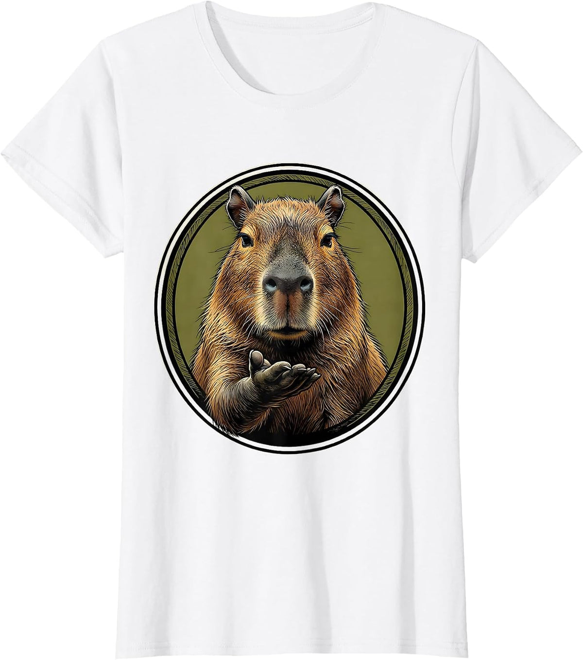 Capybara Meme Animal Humor Funny Rodent Illustration T-Shirt - White