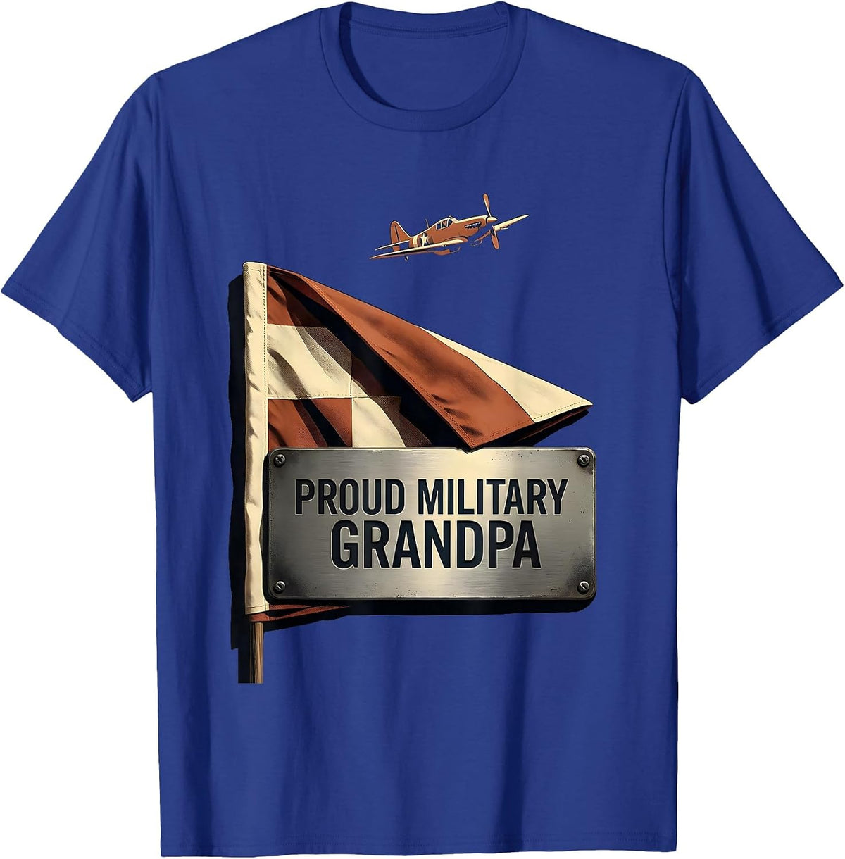 Proud Military Grandpa Veteran Family Heritage Screenprint T-Shirt - Royal Blue