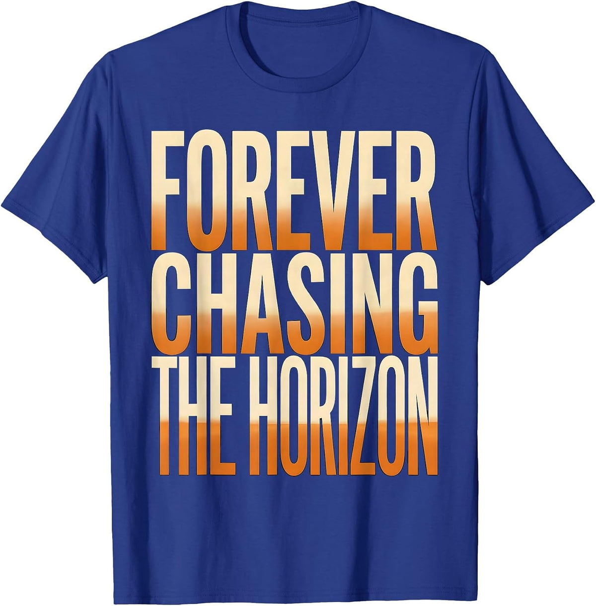 Forever Chasing the Horizon Biker Design T-Shirt - Royal Blue