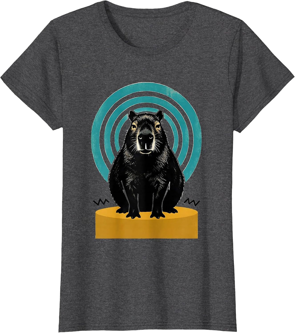 Women's Capybara Midcentury Modern Animal Humor Funny T-Shirt - Dark Heather Grey