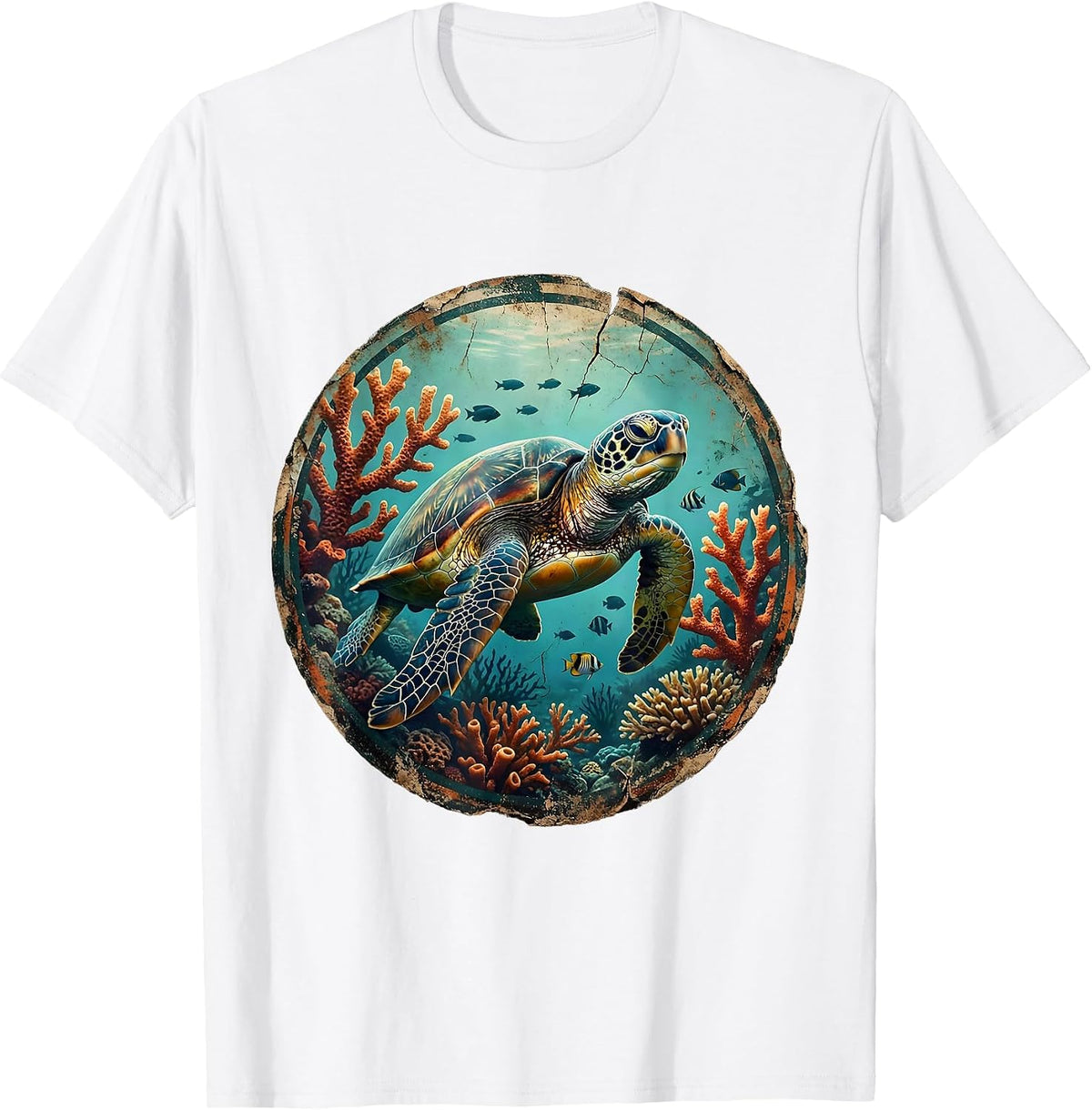 Jamaica Sea Turtle Coral Reef Graphic T-Shirt - White