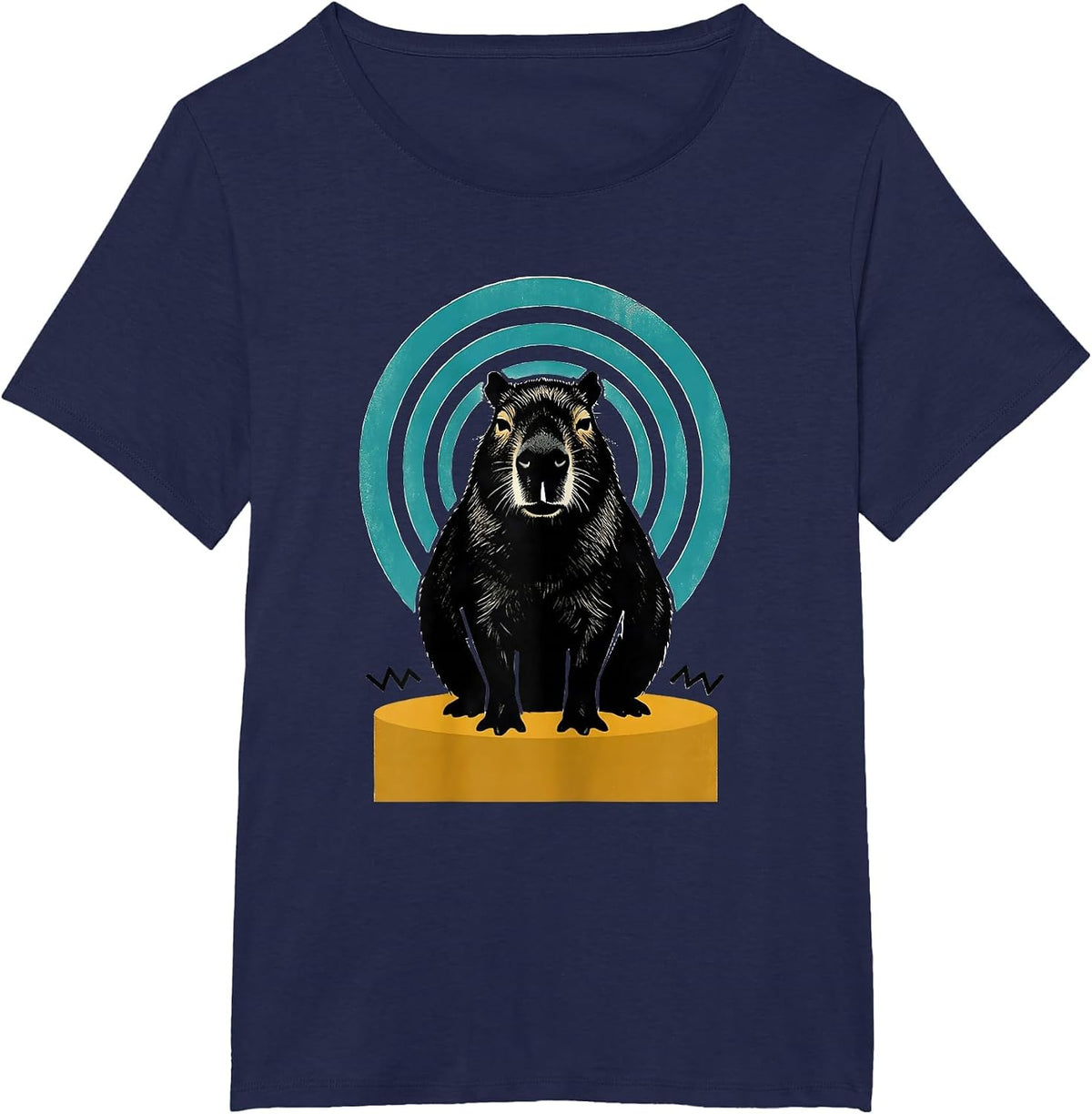 Women's Capybara Midcentury Modern Animal Humor Funny T-Shirt - Navy Blue