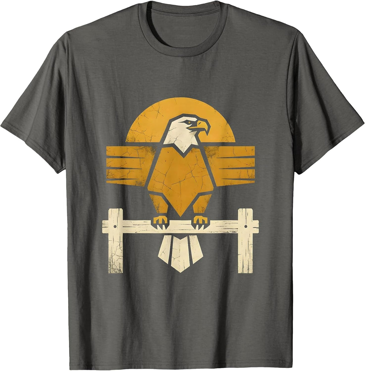 Men's Texas Bald Eagle Perched on Fence Post Graphic T-Shirt - Asphalt Grey