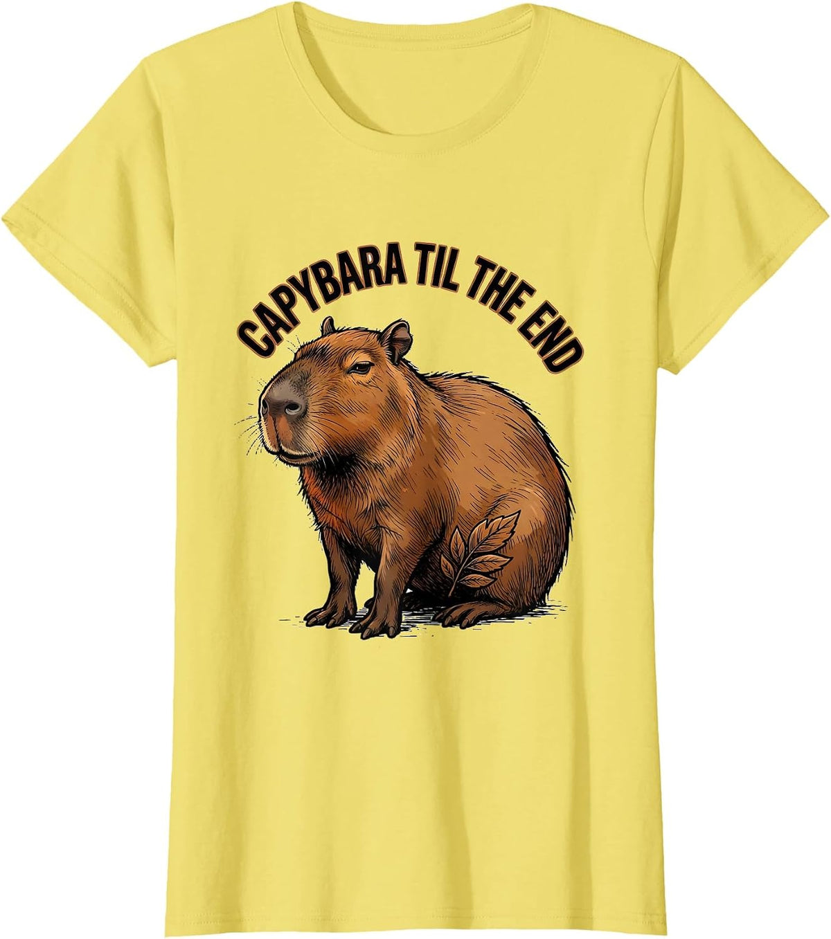 Women's Capybara Til The End Funny Animal Meme Gamer Humor T-Shirt - Lemon Yellow