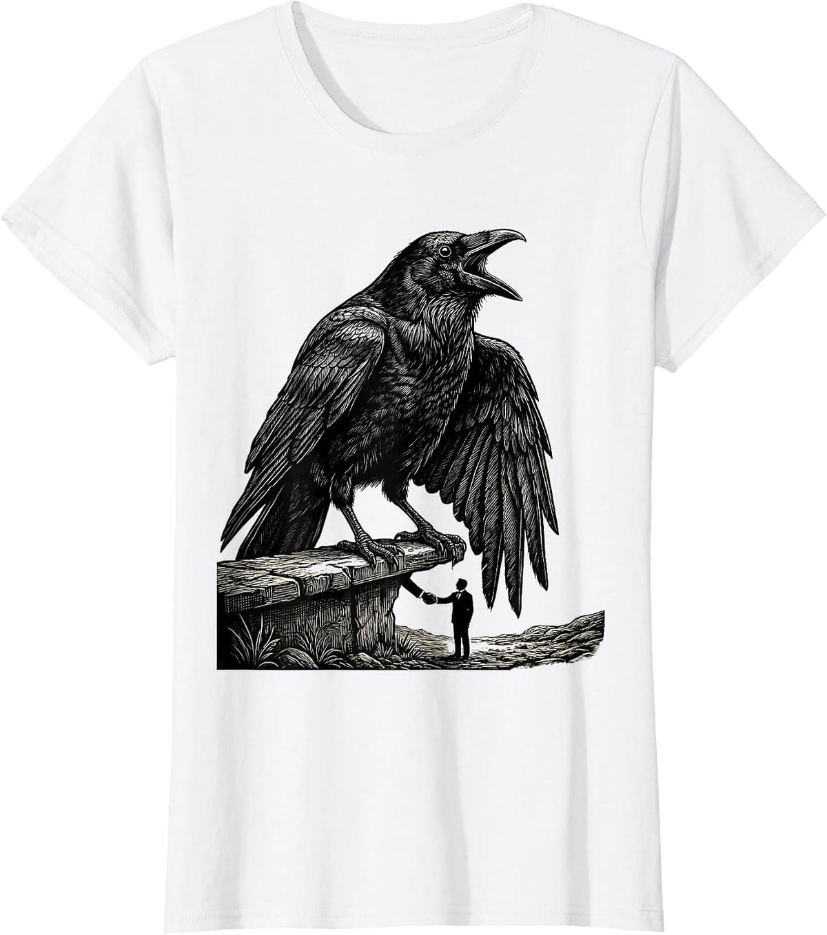 Black Crow Gothic Dark Humor Bird Lover Gift T-Shirt - White