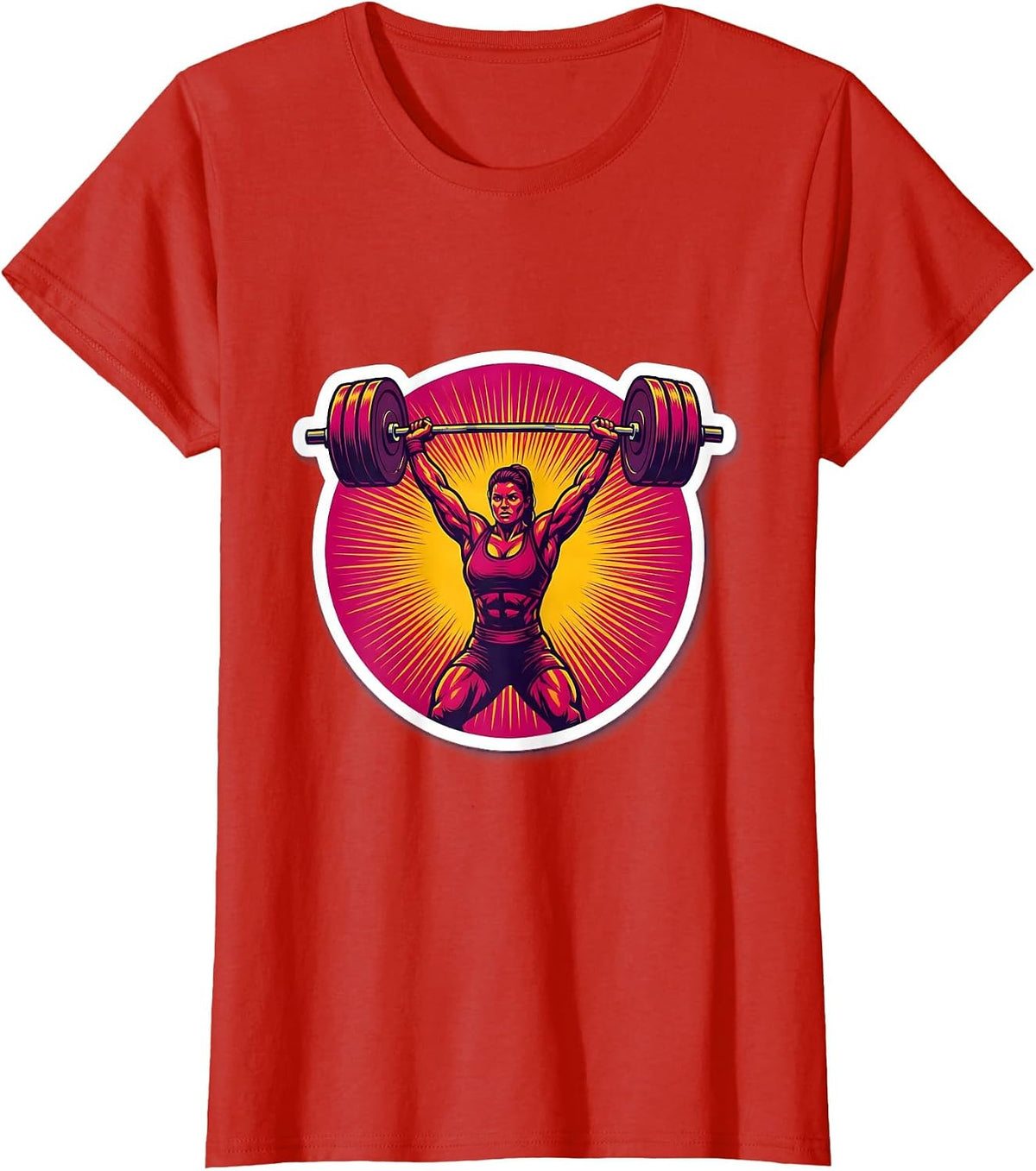 Weightlifter Overhead Press Triumph Sports Graphic T-Shirt - Red