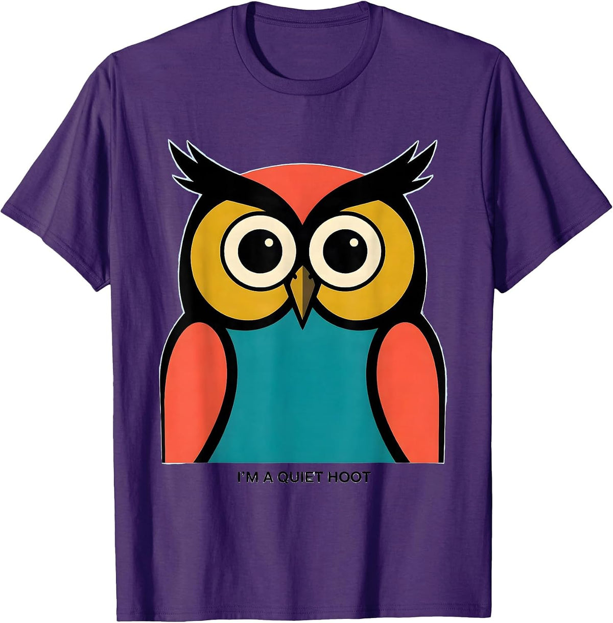 Men's I'm A Quiet Hoot Vintage Owl Bird Lover Retro Graphic T-Shirt - Purple