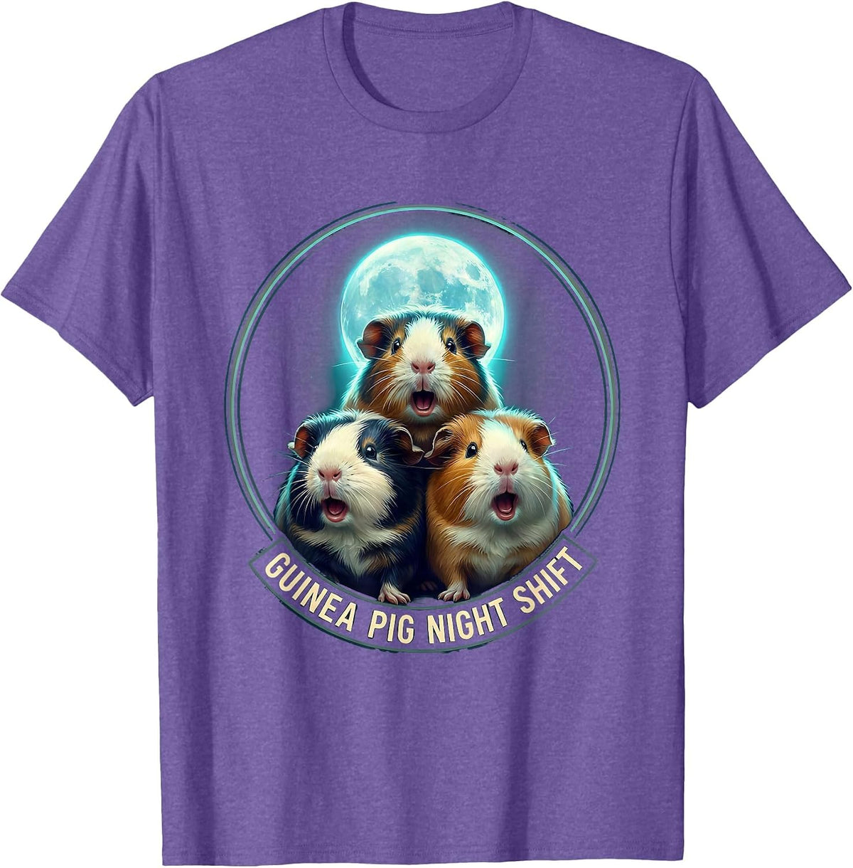Men's Guinea Pig Night Shift Funny Pet Lover Meme Humor T-Shirt - Purple Heather