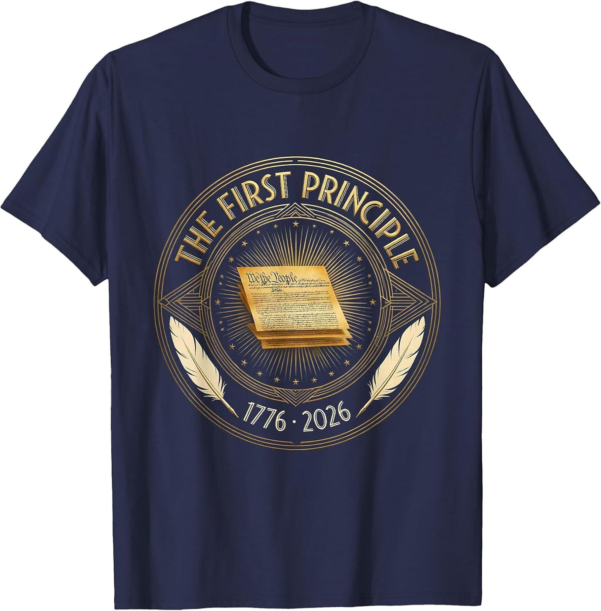 The First Principle Vintage Patriotic Memorial Day T-Shirt - Navy Blue