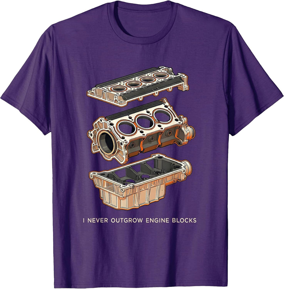 Men's I Never Outgrow Engine Blocks Funny Mechanic Garage Gift T-Shirt - Purple