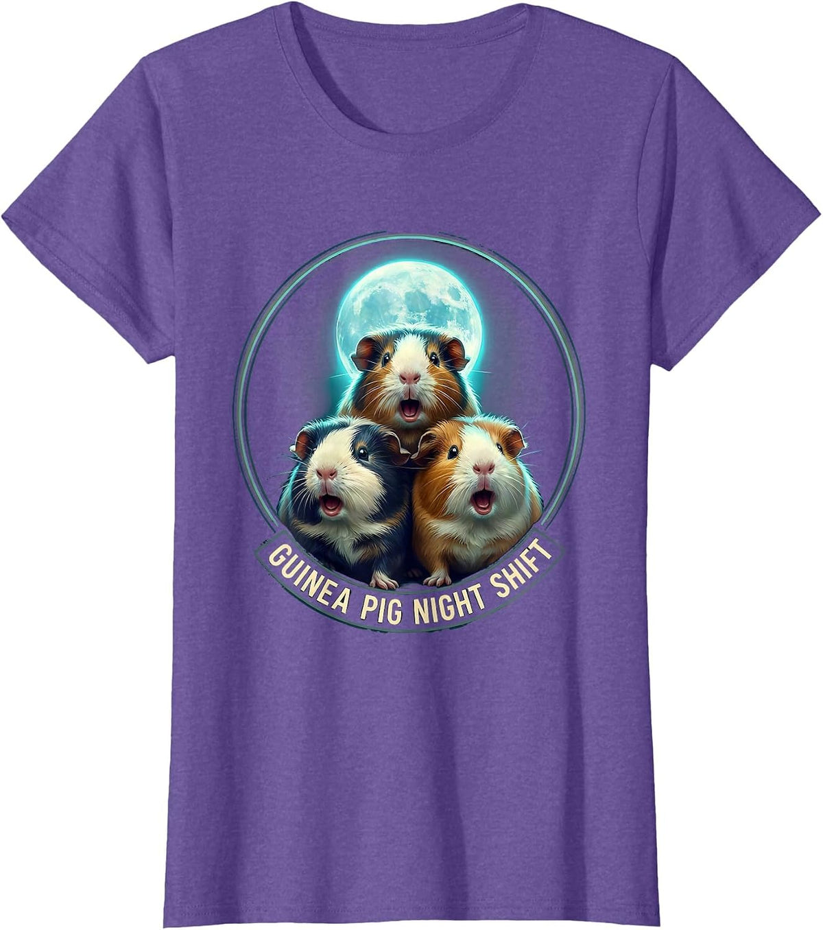 Women's Guinea Pig Night Shift Funny Pet Lover Meme Humor T-Shirt - Purple Heather
