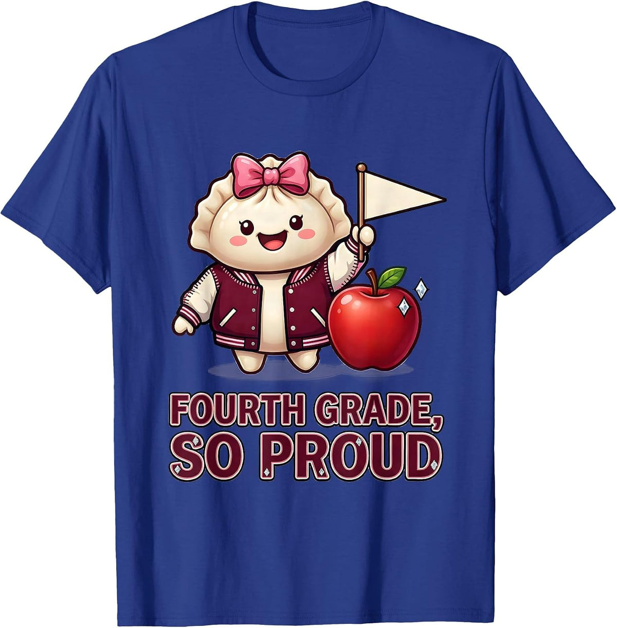 Fourth Grade So Proud Kawaii Dumpling Back to School Girl T-Shirt - Royal Blue