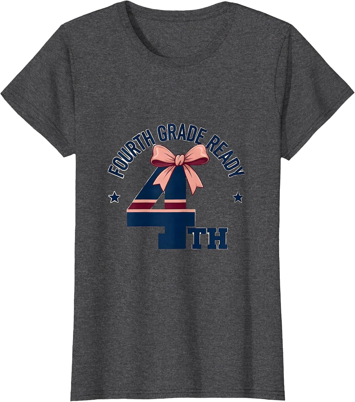 Women's Fourth Grade Ready Coquette Bow Back to School Girl T-Shirt - Dark Heather Grey