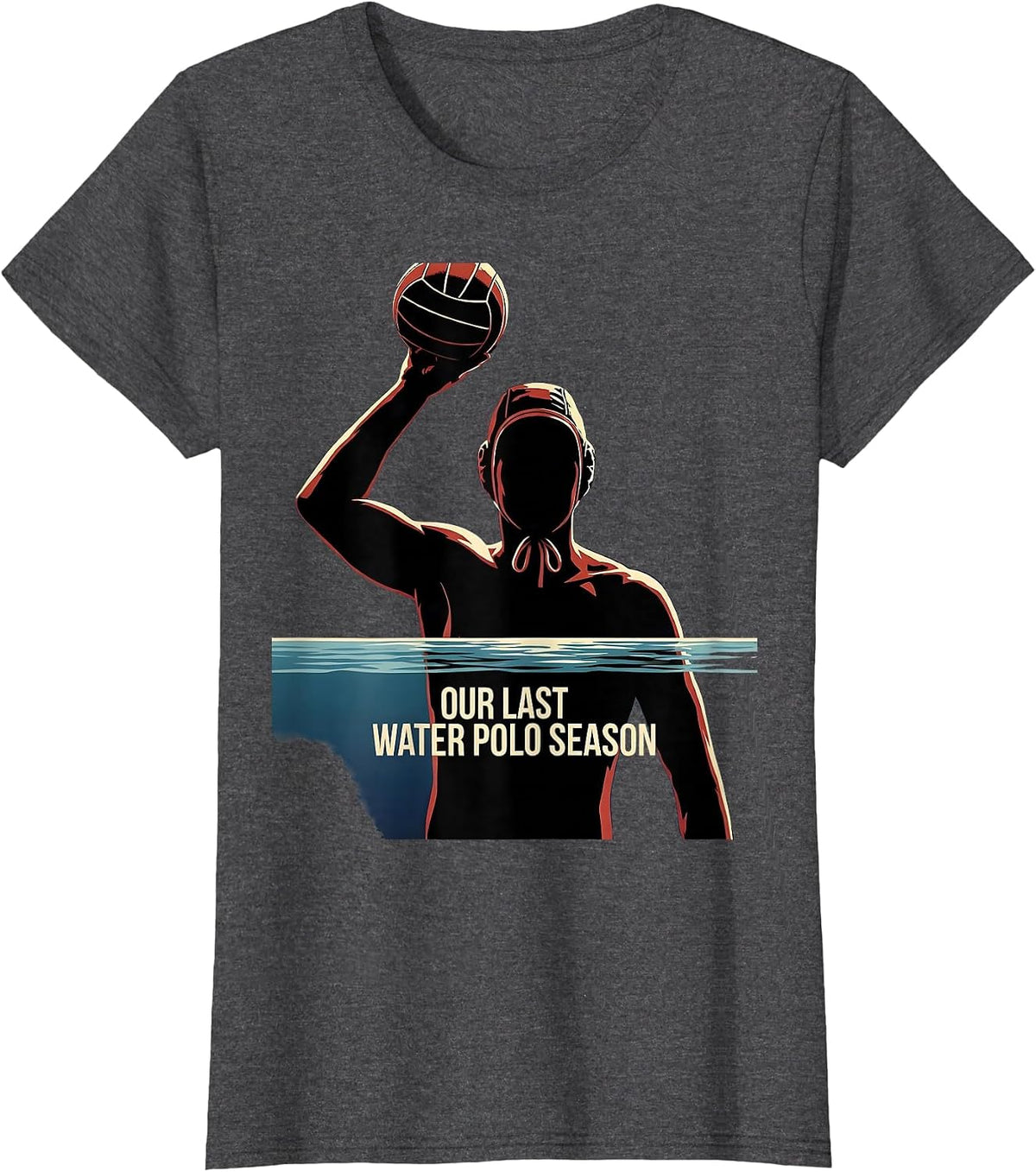 Women's Our Last Water Polo Season Senior Night Silhouette Keepsake T-Shirt - Dark Heather Grey