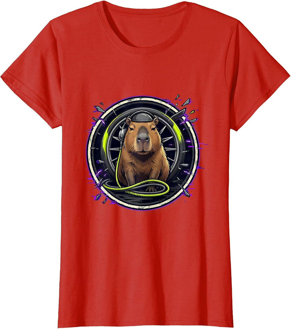 Women's Capybara Gamer Meme Humor Streetwear Gaming Kids T-Shirt - Red