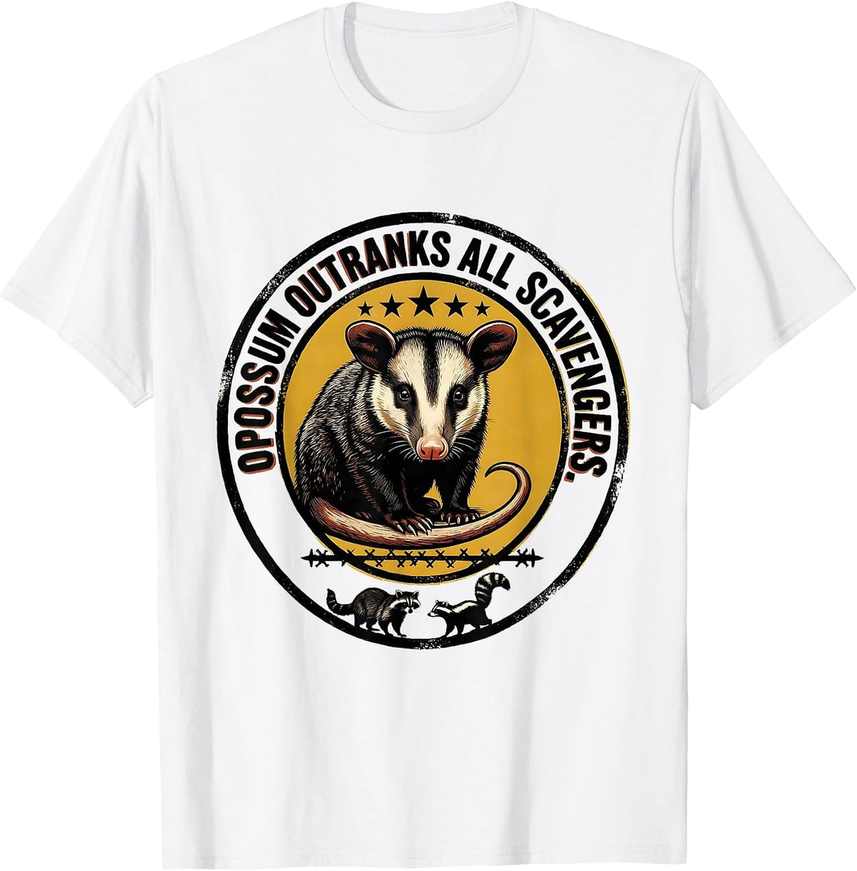 Men's Opossum Outranks All Scavengers Funny Animal Meme Possum T-Shirt - White