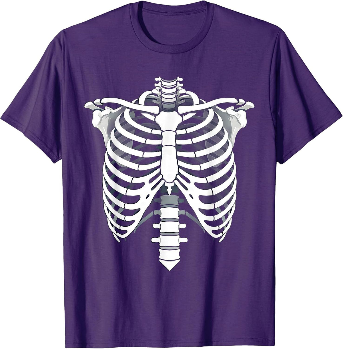 Glowing X-Ray Ribcage Radiology Art Design T-Shirt - Purple