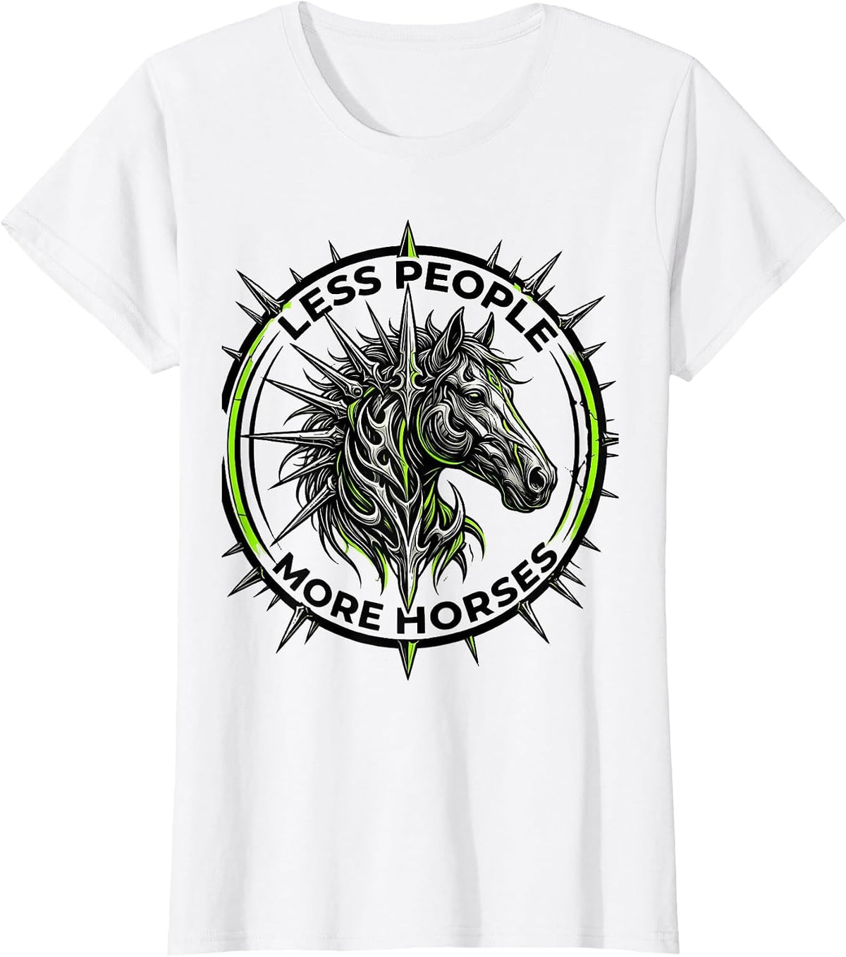 Less People More Horses Equestrian Design T-Shirt - White
