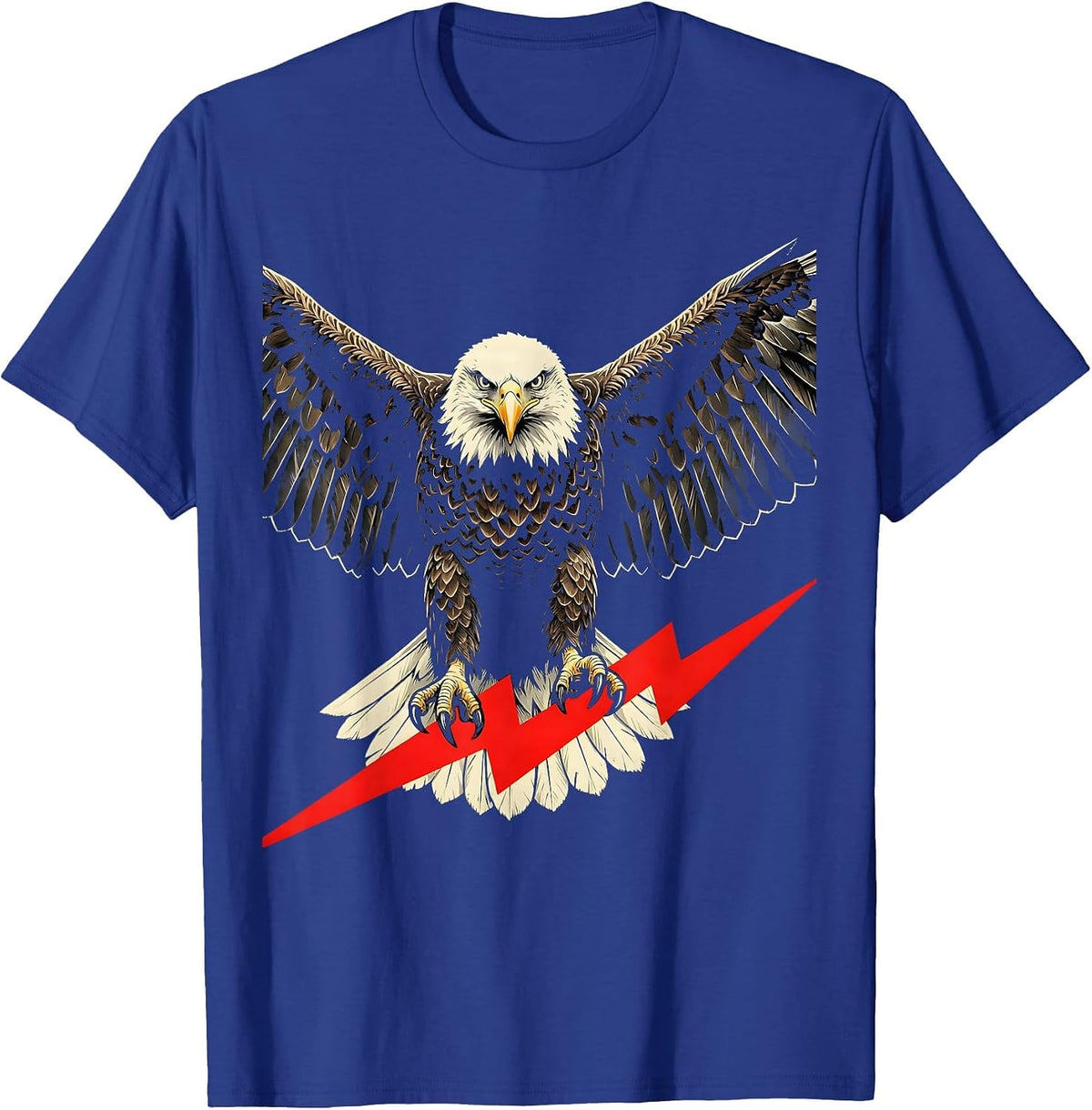 Men's Bald Eagle Lightning Bolt Freedom Graphic Tee T-Shirt - Royal Blue