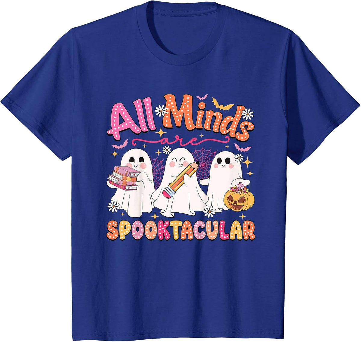 All Minds are Spooktacular Halloween School Psychologist T-Shirt - Royal Blue