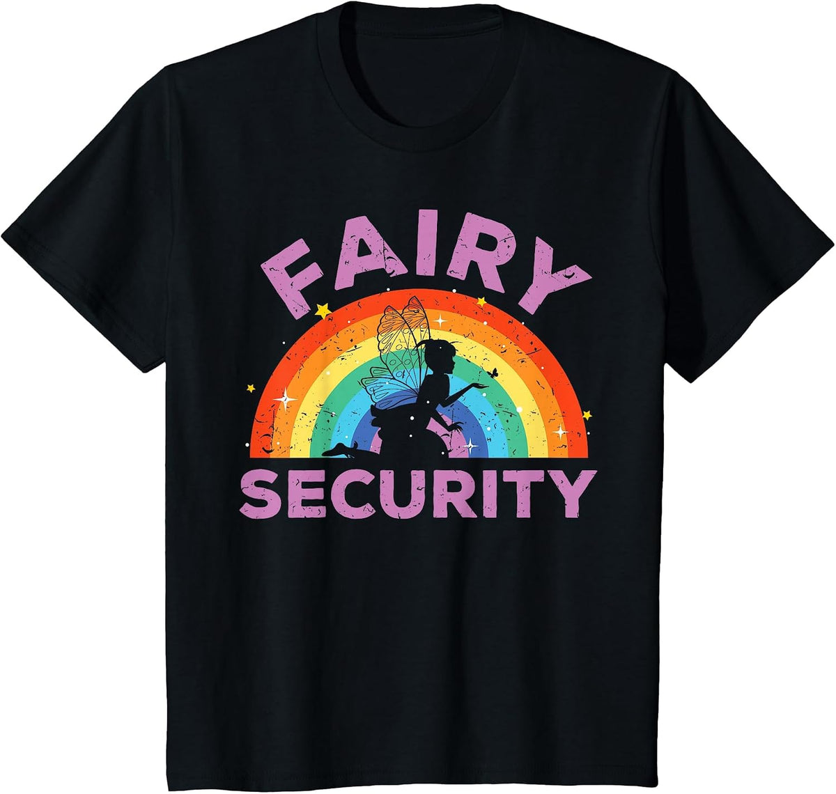 Men Fairy Security Funny Dad Costume T-Shirt - Black
