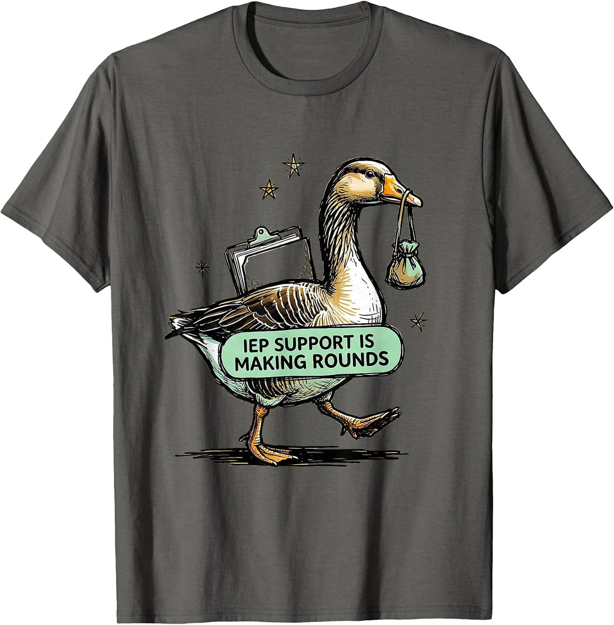 Men's IEP Support Is Making Rounds Funny Special Education Teacher T-Shirt - Asphalt Grey