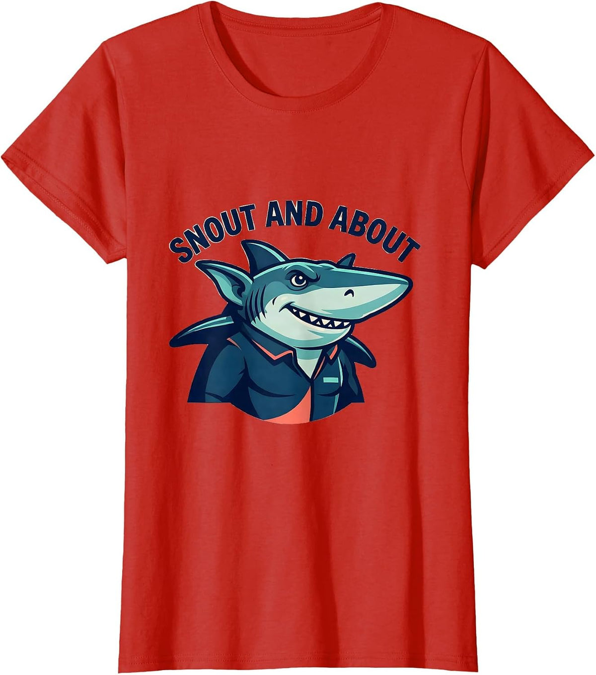 Women's Snout And About Funny Goblin Shark Mascot Ocean Wildlife T-Shirt - Red