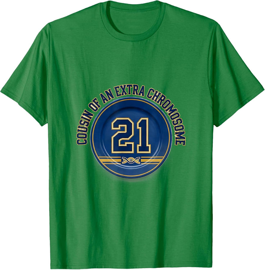 Men's Cousin Of An Extra Chromosome Sports Family Down Syndrome T-Shirt - Kelly Green