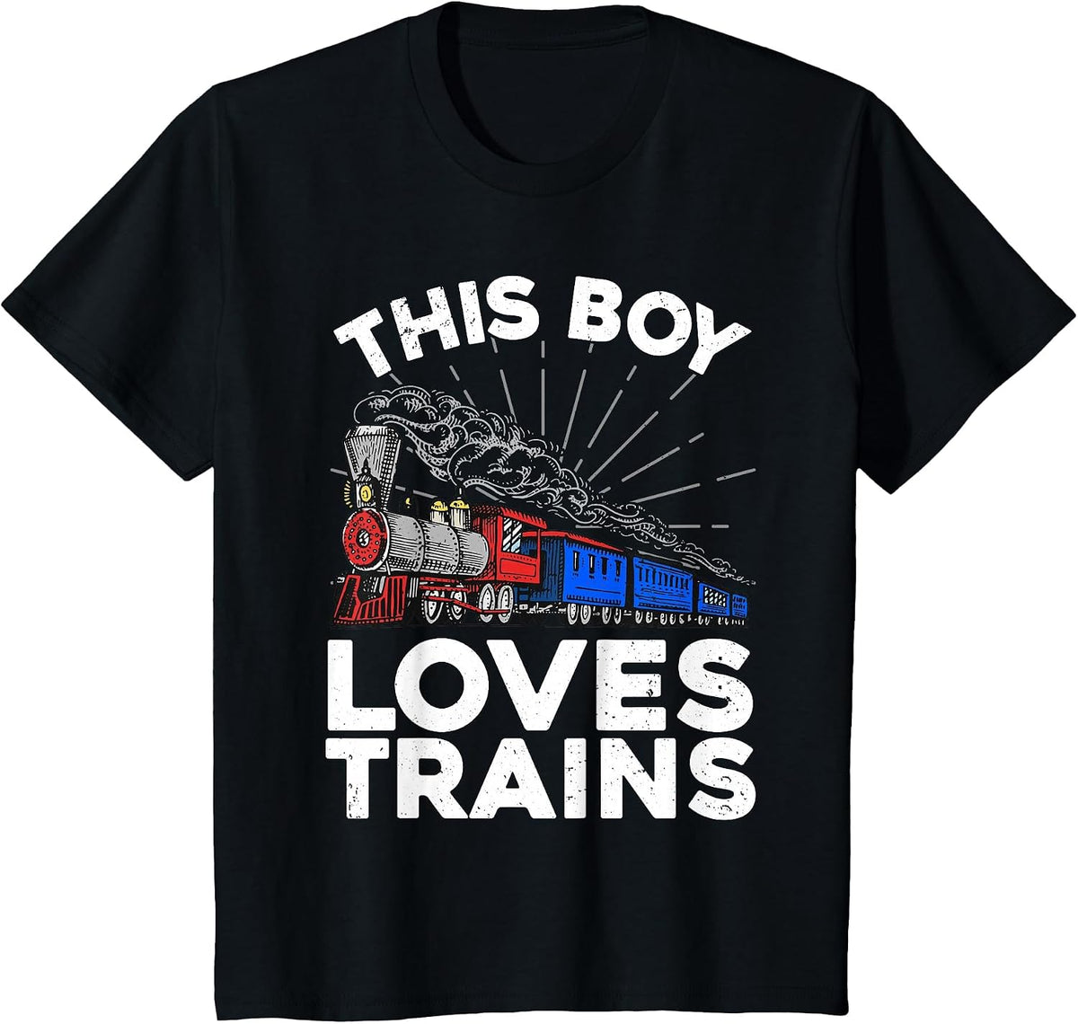 Cool Train Art for Boys Kids Toddlers Train Lovers Railroad T-Shirt - Black