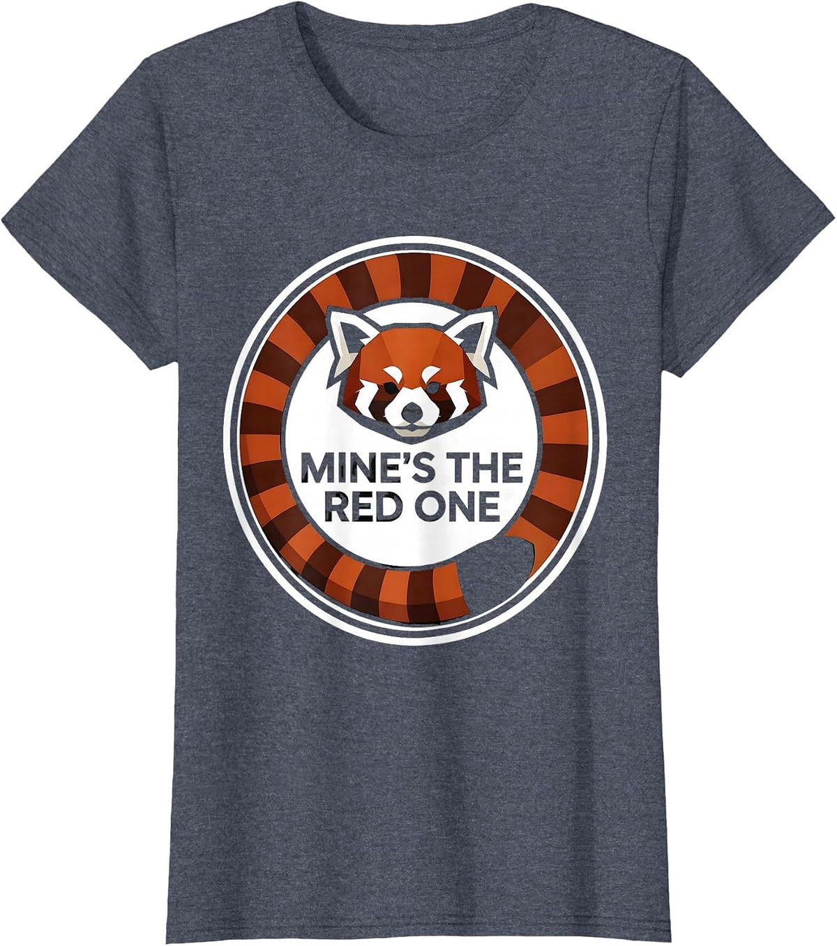 Women's Mine's The Red One Geometric Panda Lover Funny Cute Humor T-Shirt - Heather Blue