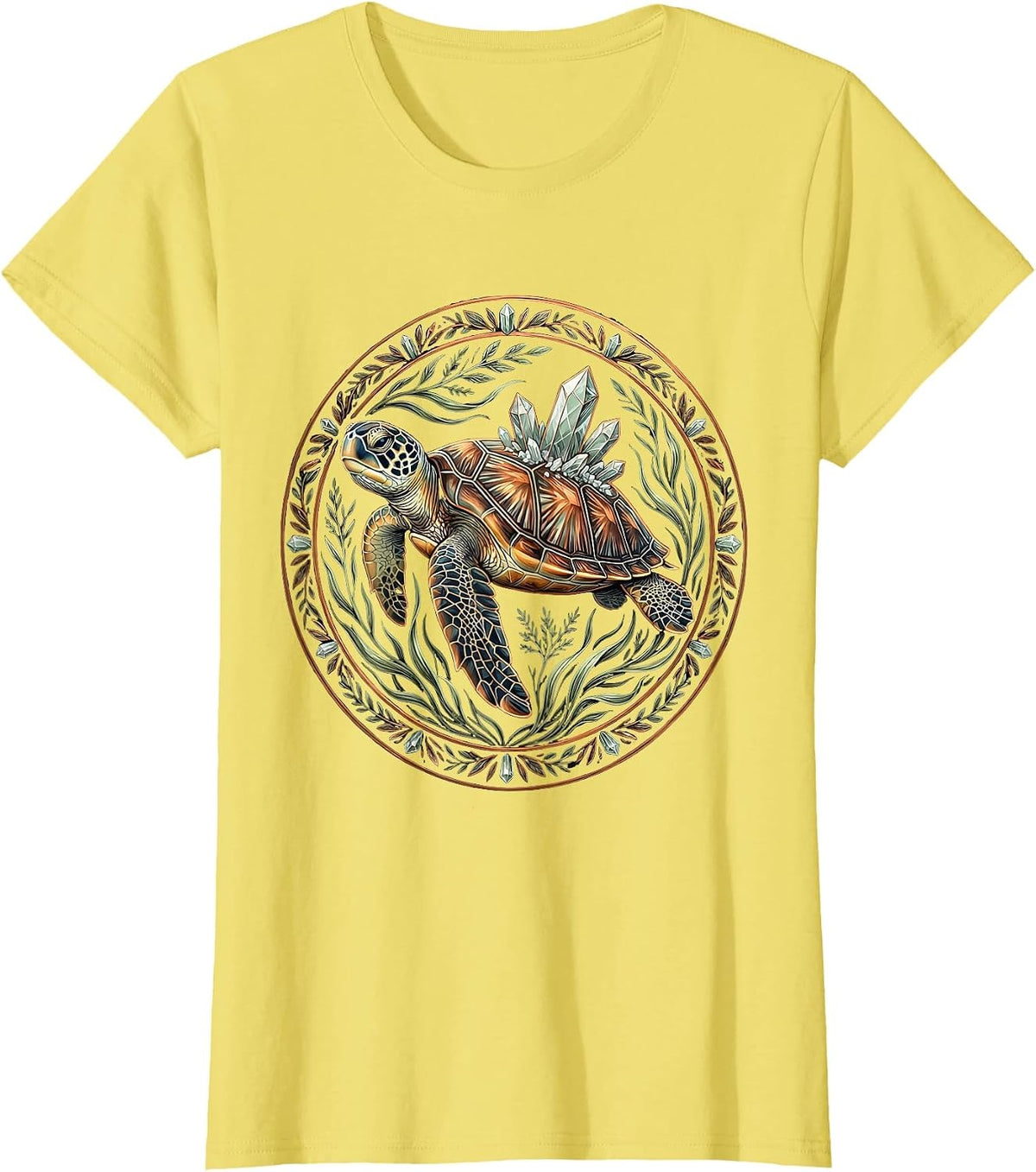 Women's Sea Turtle Swimming Through Salt Crystals T-Shirt - Lemon Yellow