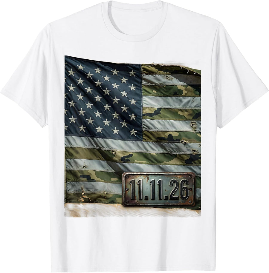 11.11.26 Vintage Military Patriotic Veteran T-Shirt - White