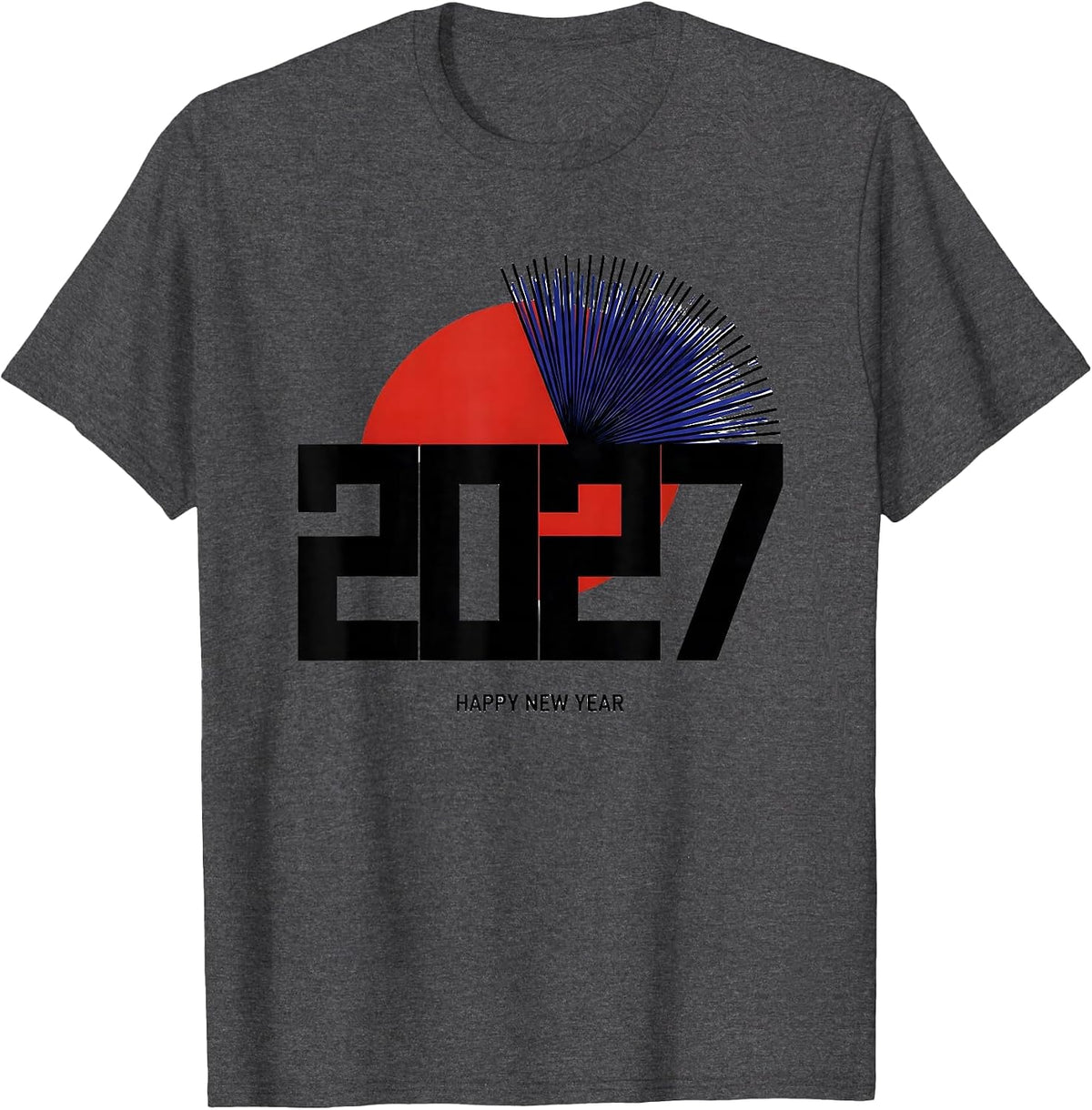 Happy New Year 2027 Bauhaus Modernist Party Host Family T-Shirt - Dark Heather Grey