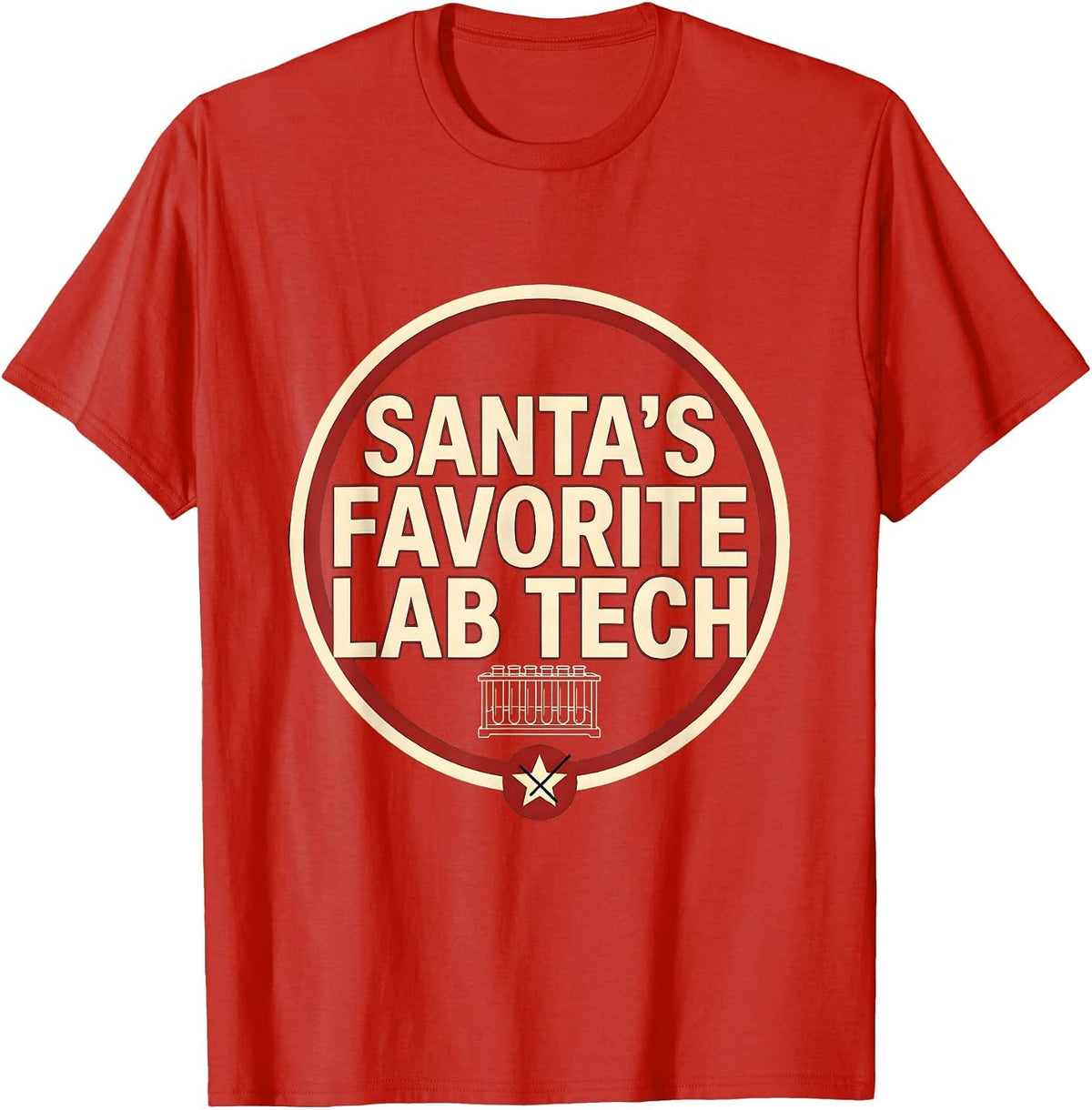 Men's Santa's Favorite Lab Tech Funny Pharmacy Tech Christmas T-Shirt - Red