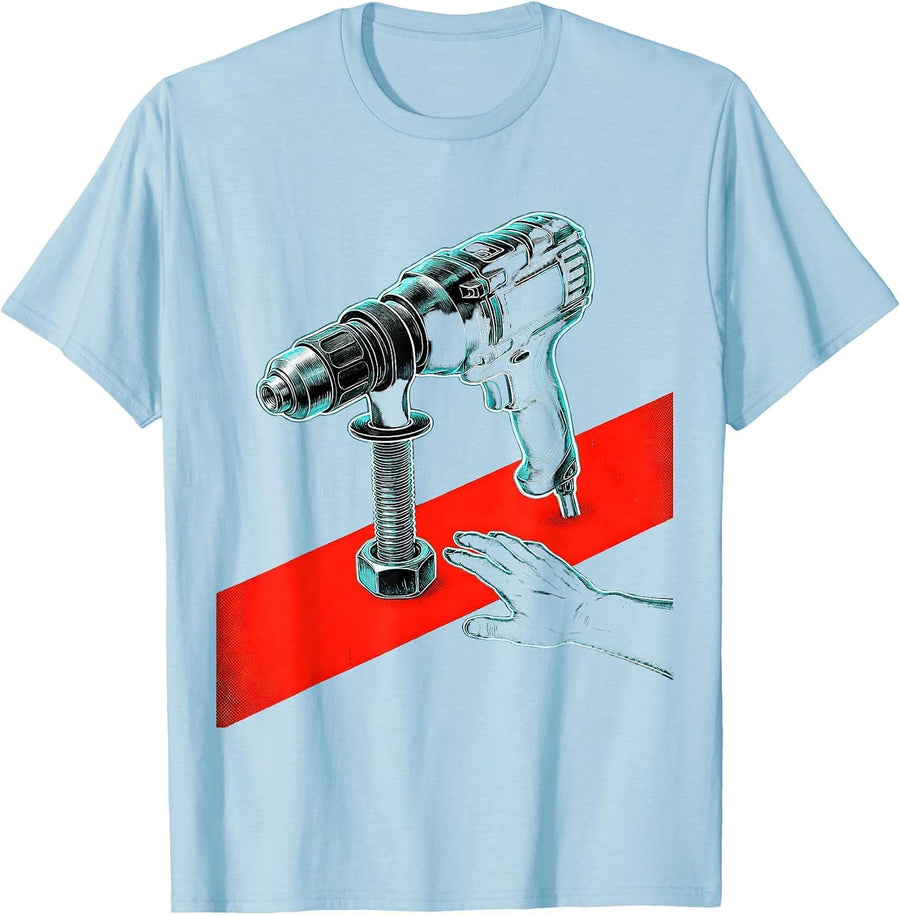 Men's Impact Wrench Stubborn Fastener Mechanic Humor T-Shirt - Baby Blue