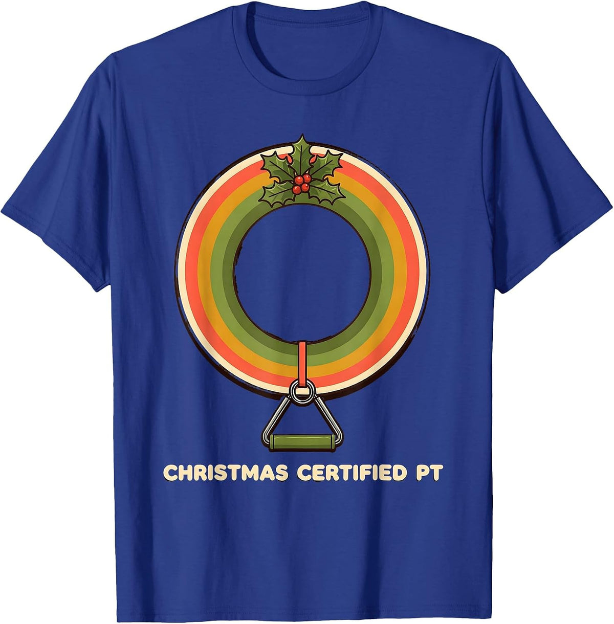 Men's Christmas Certified PT Retro Funny Physical Therapist T-Shirt - Royal Blue