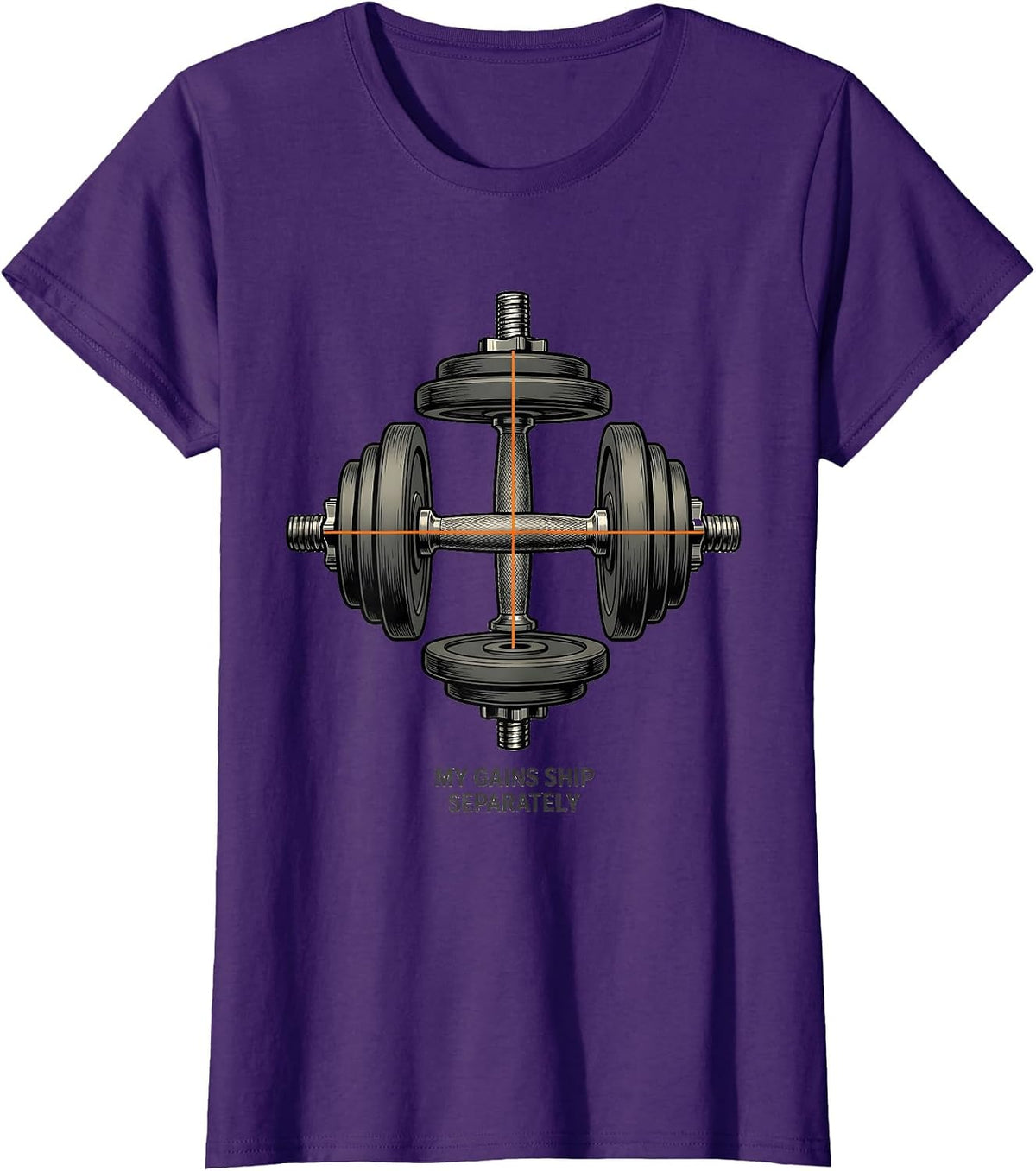 Women's My Gains Ship Separately Funny Gym Weightlifting Workout T-Shirt - Purple