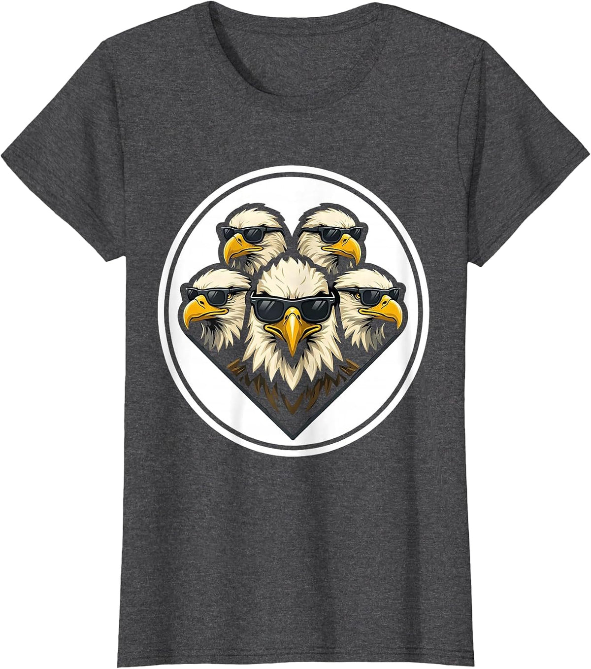 Women's Eagle Sunglasses Mascot Novelty Kids Eagle Lover T-Shirt - Dark Heather Grey