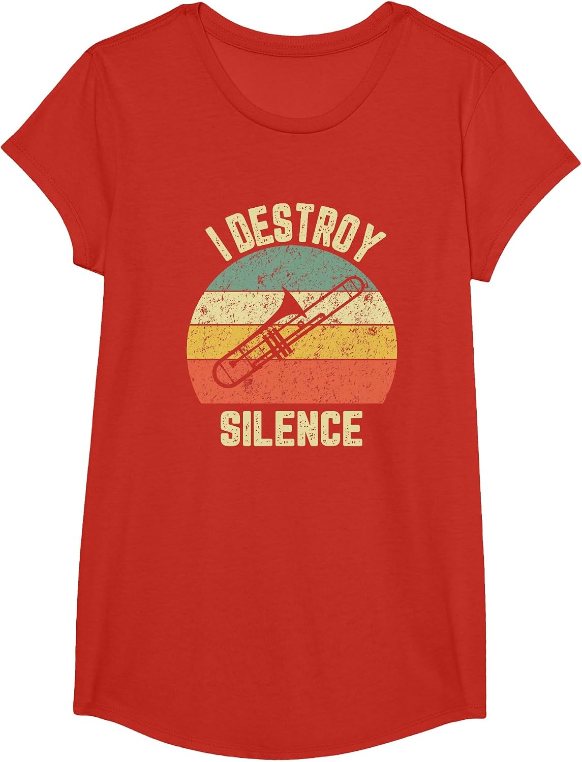 I Destroy Silence Trombonist Trombone Player Marching Band T-Shirt - Girls Red