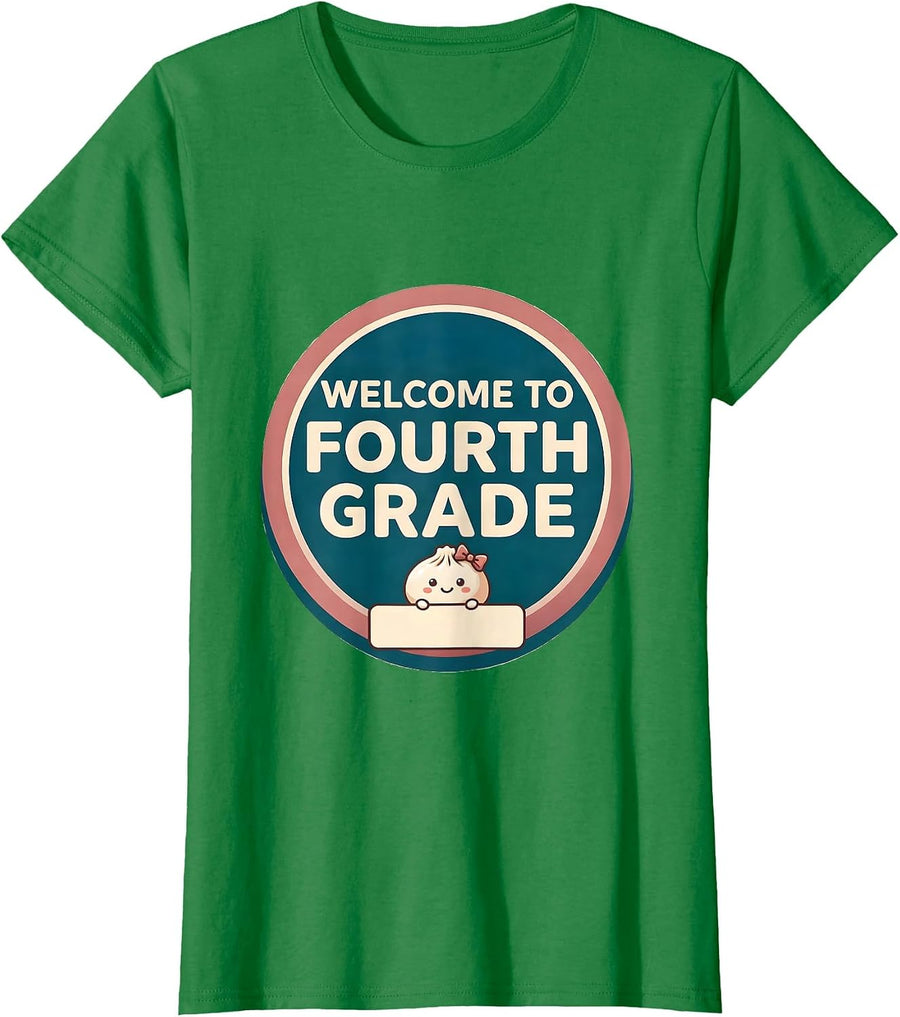 Women's Welcome To Fourth Grade Cute Dumpling Kawaii Back To School T-Shirt - Kelly Green