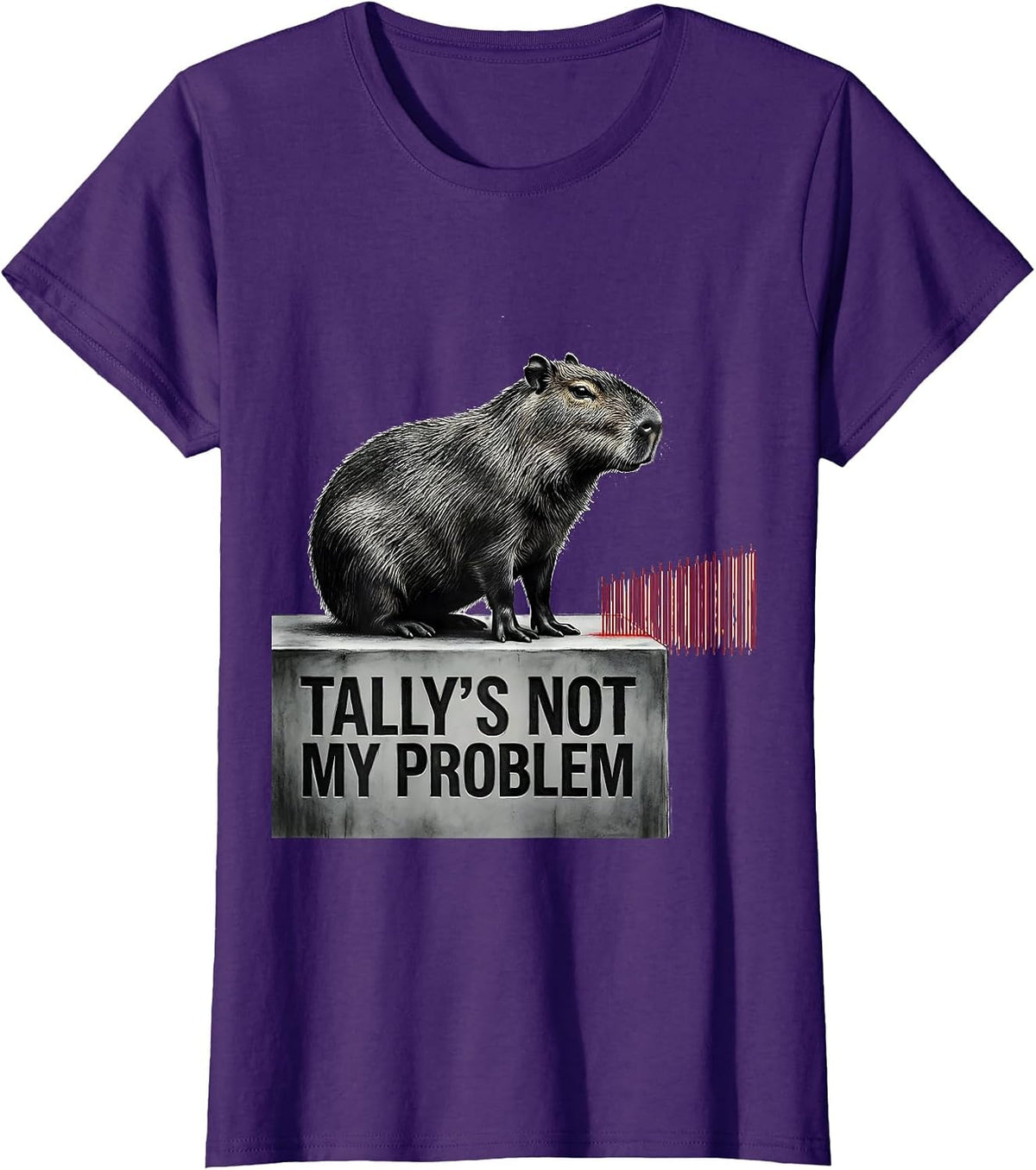 Women's Tally's Not My Problem Funny Capybara Meme Humor Gamer T-Shirt - Purple