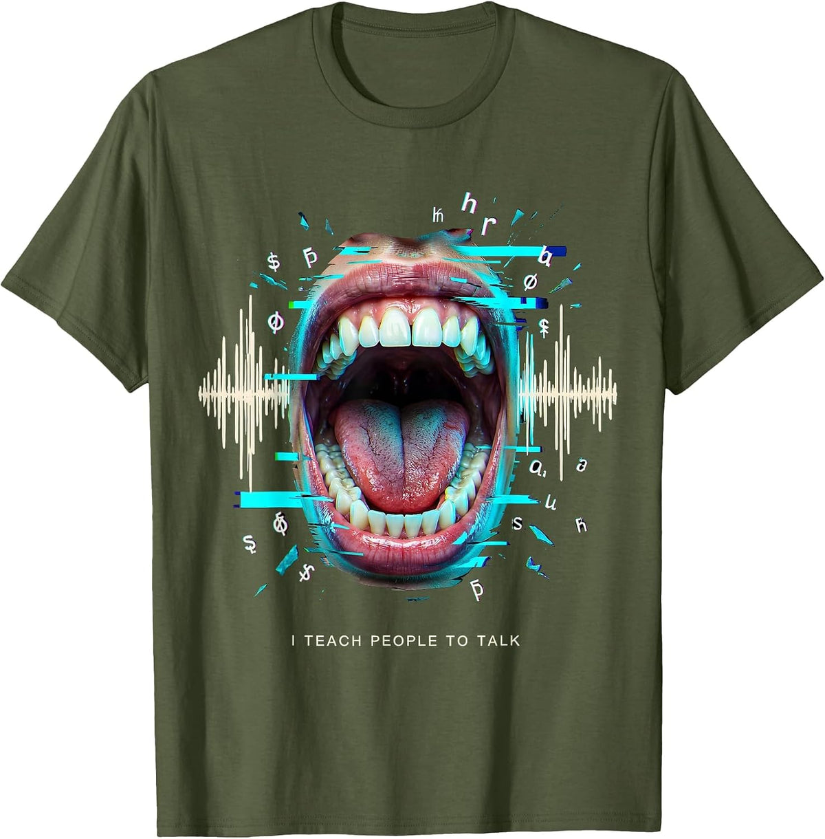Men's I Teach People To Talk SLP Speech Therapist Design T-Shirt - Olive Green