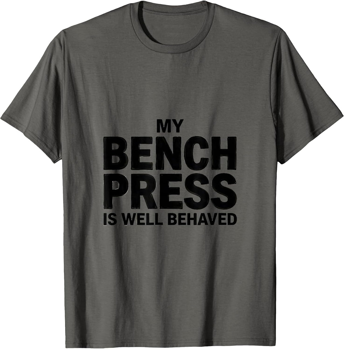 Men's My Bench Press Is Well Behaved Funny Gym Workout T-Shirt - Asphalt Grey