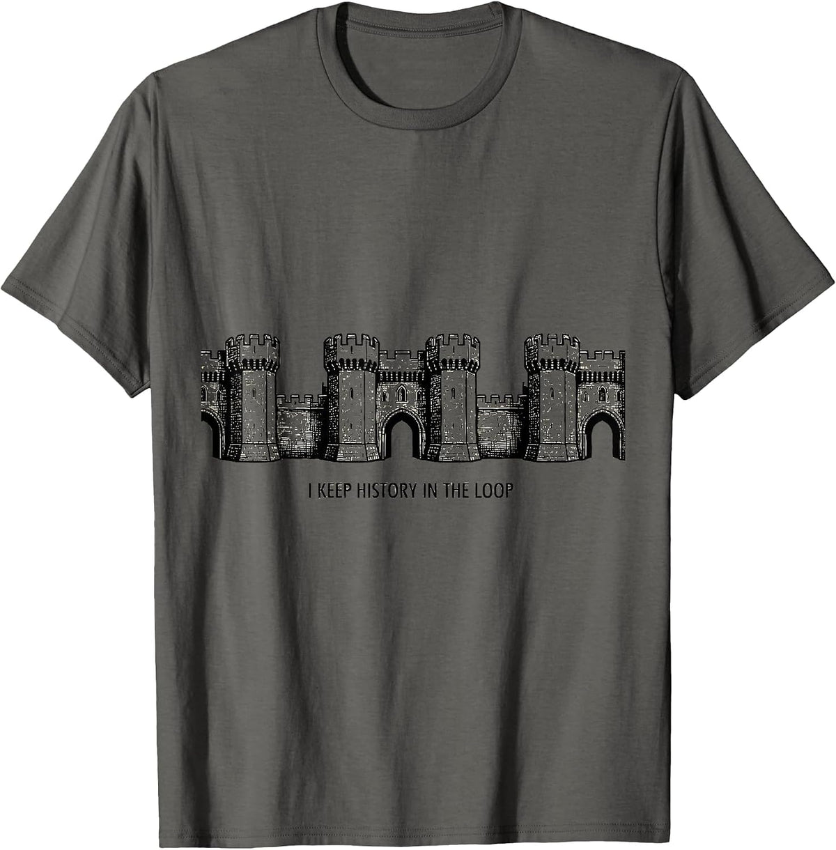 Men's I Keep History In The Loop Funny History Teacher History T-Shirt - Asphalt Grey
