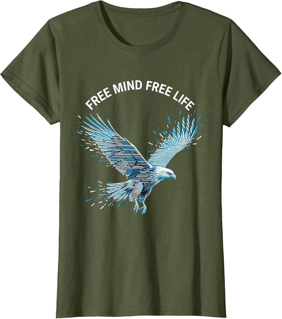 Women's Free Mind Free Life Freedom Graphic Design T-Shirt - Olive Green