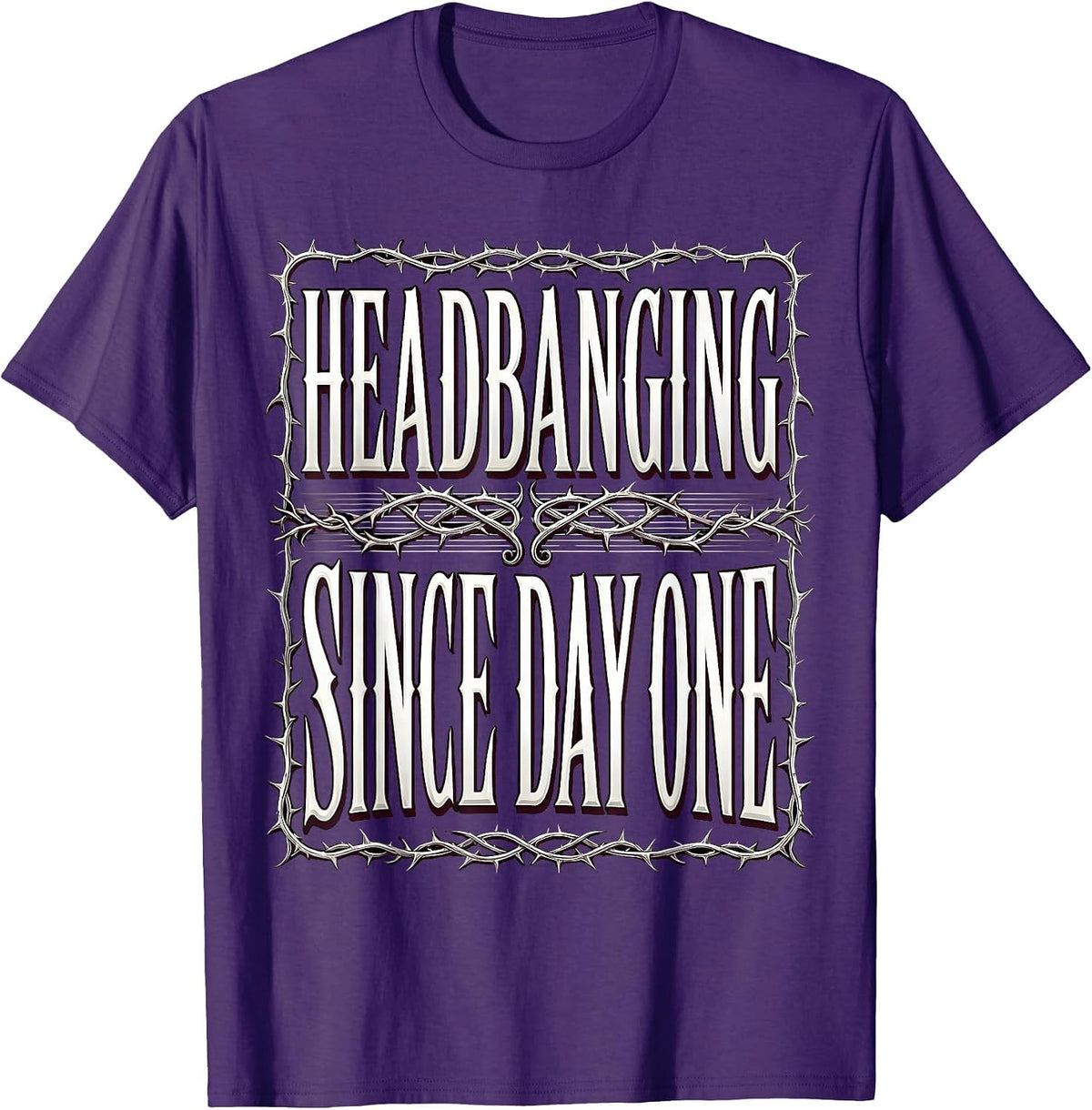 Headbanging Since Day One Rock N Roll Design T-Shirt - Purple